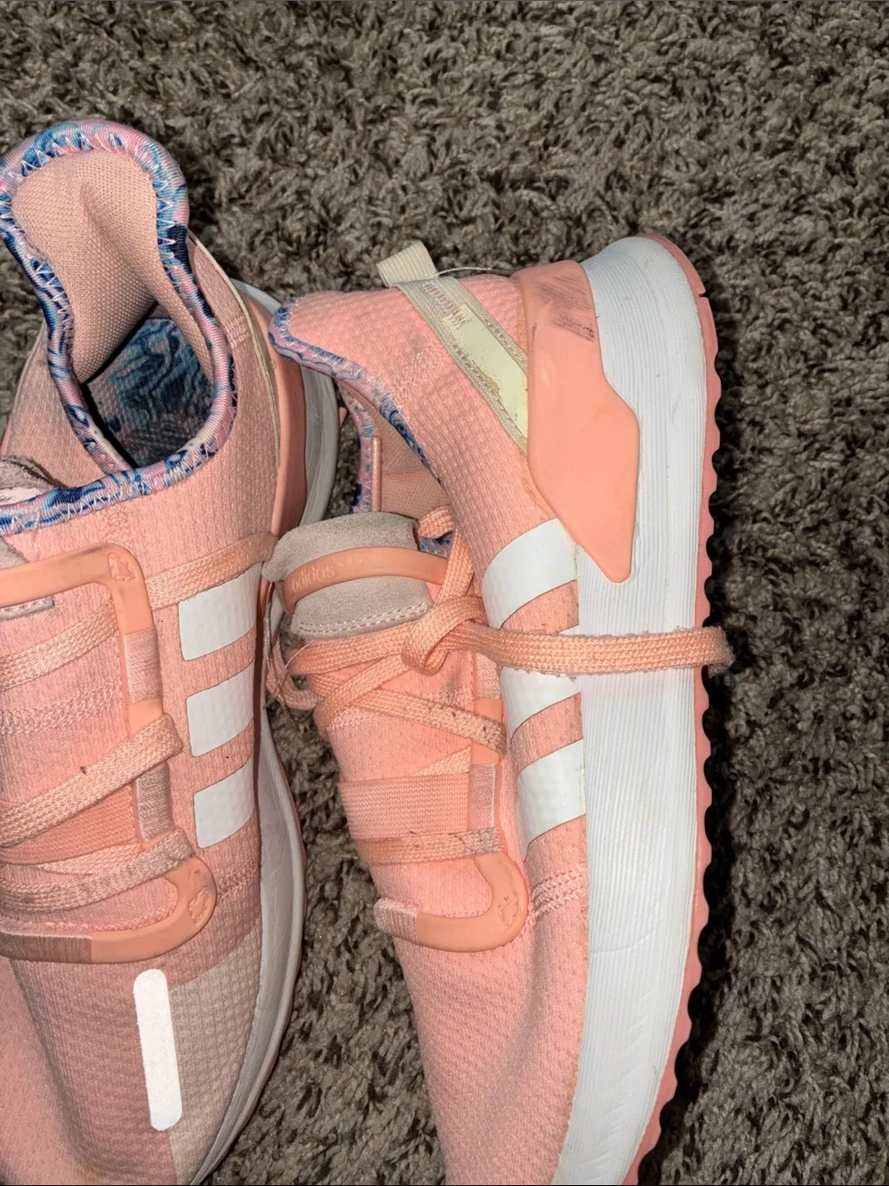 adidas Peach Women’s Running Sneakers with White Stripes